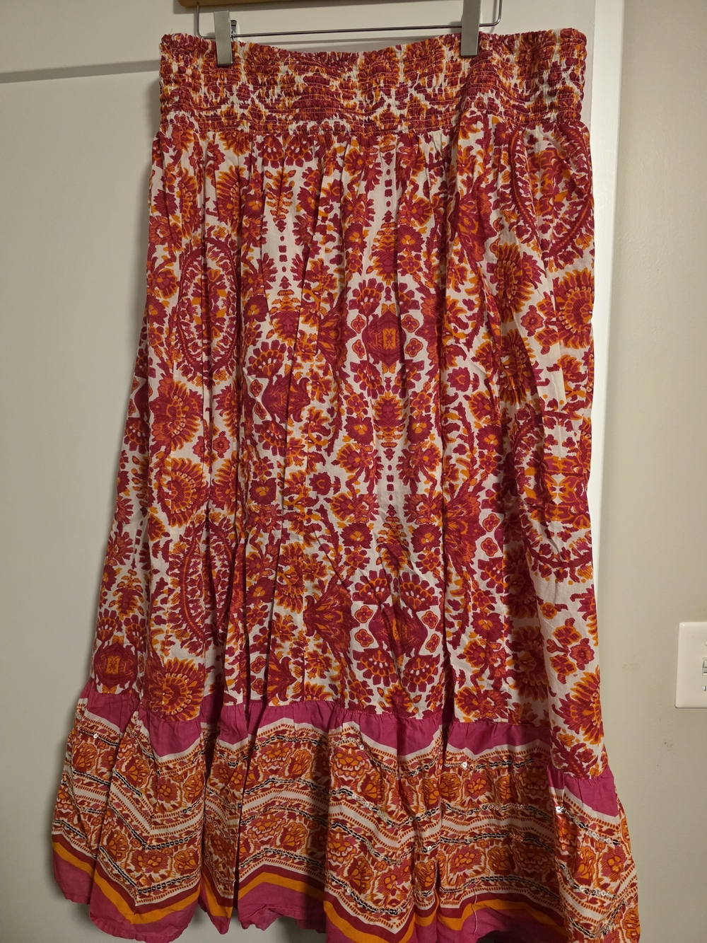 Lane Bryant Pink and Orange Boho Maxi Skirt